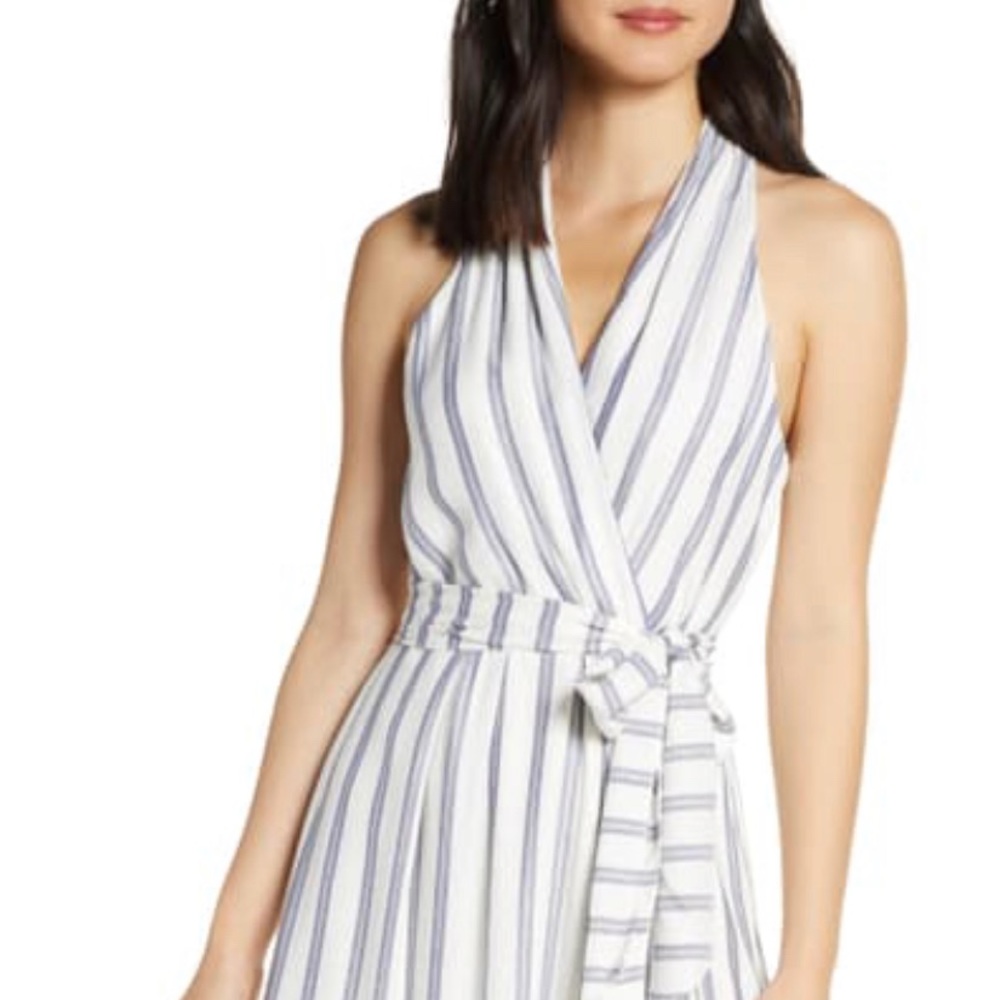 Julia Jordan Asymmetric Striped Ruffle Dress
